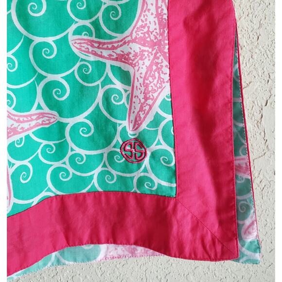 SIMPLY SOUTHERN Women's L Tunic Top Cover Up Starfish Pink Green 3/4 Sleeve 40" - Picture 5 of 7